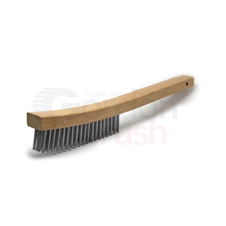 Gordon Brush Economy 4x19 Row 0.012" SS Wire and 13-3/4" Wood Handle Scratch Brush 414SSE